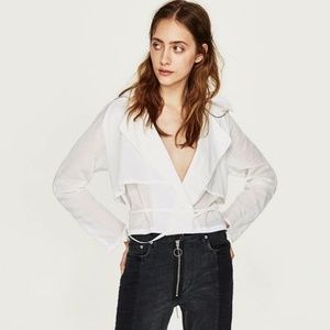 SOLD Zara white cotton trench coat top